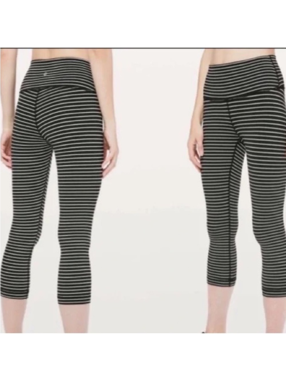Lululemon wonder under black/white striped cropped leggings size 6